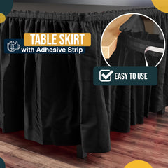 Black Plastic Table Skirt | 6 Pack - 168 in. x 29 in.