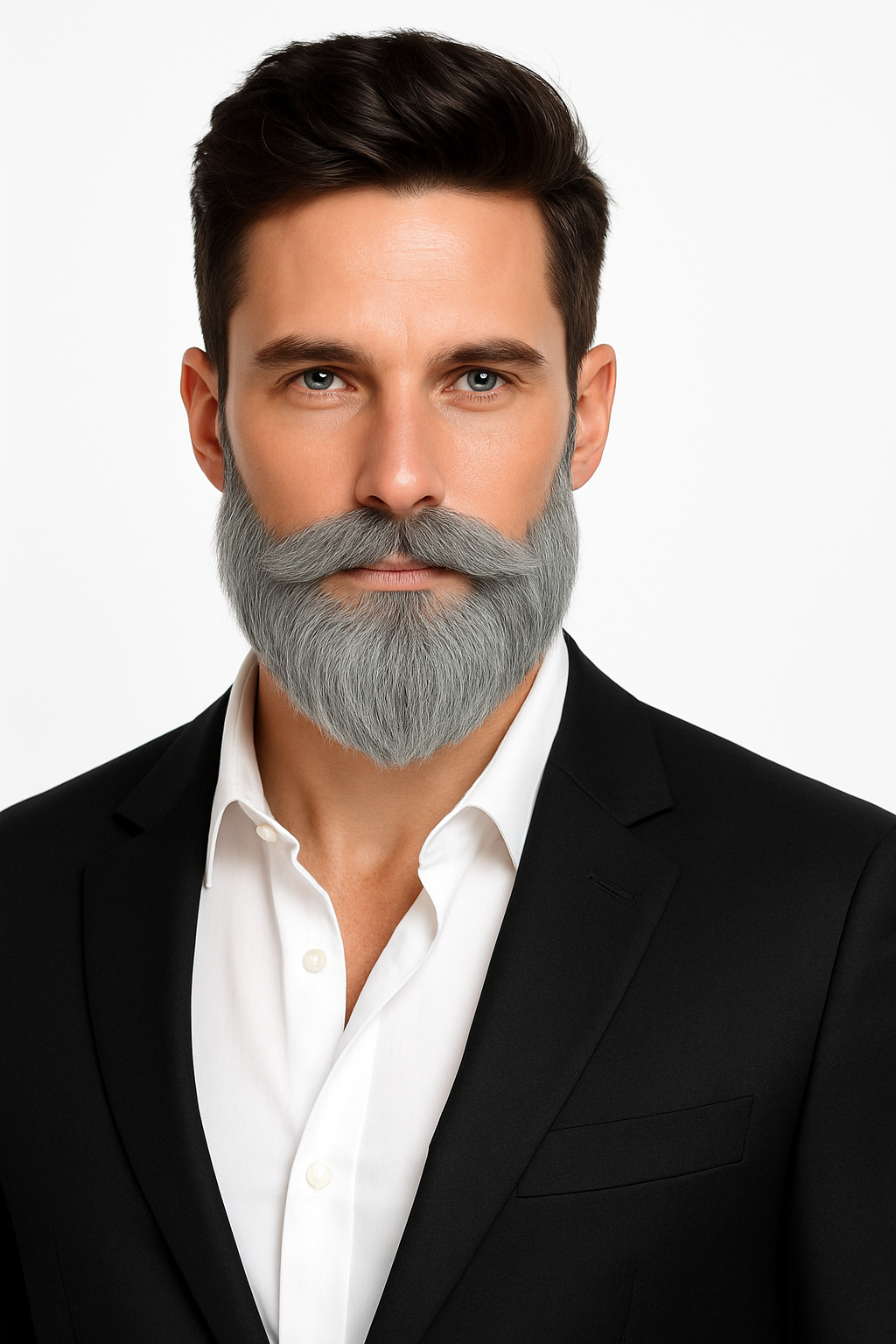 Short Grey Beard and Mustache Costume Accessory for Halloween