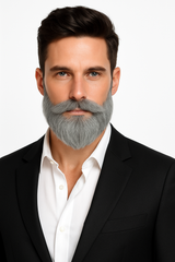 Short Grey Beard and Mustache Costume Accessory for Halloween