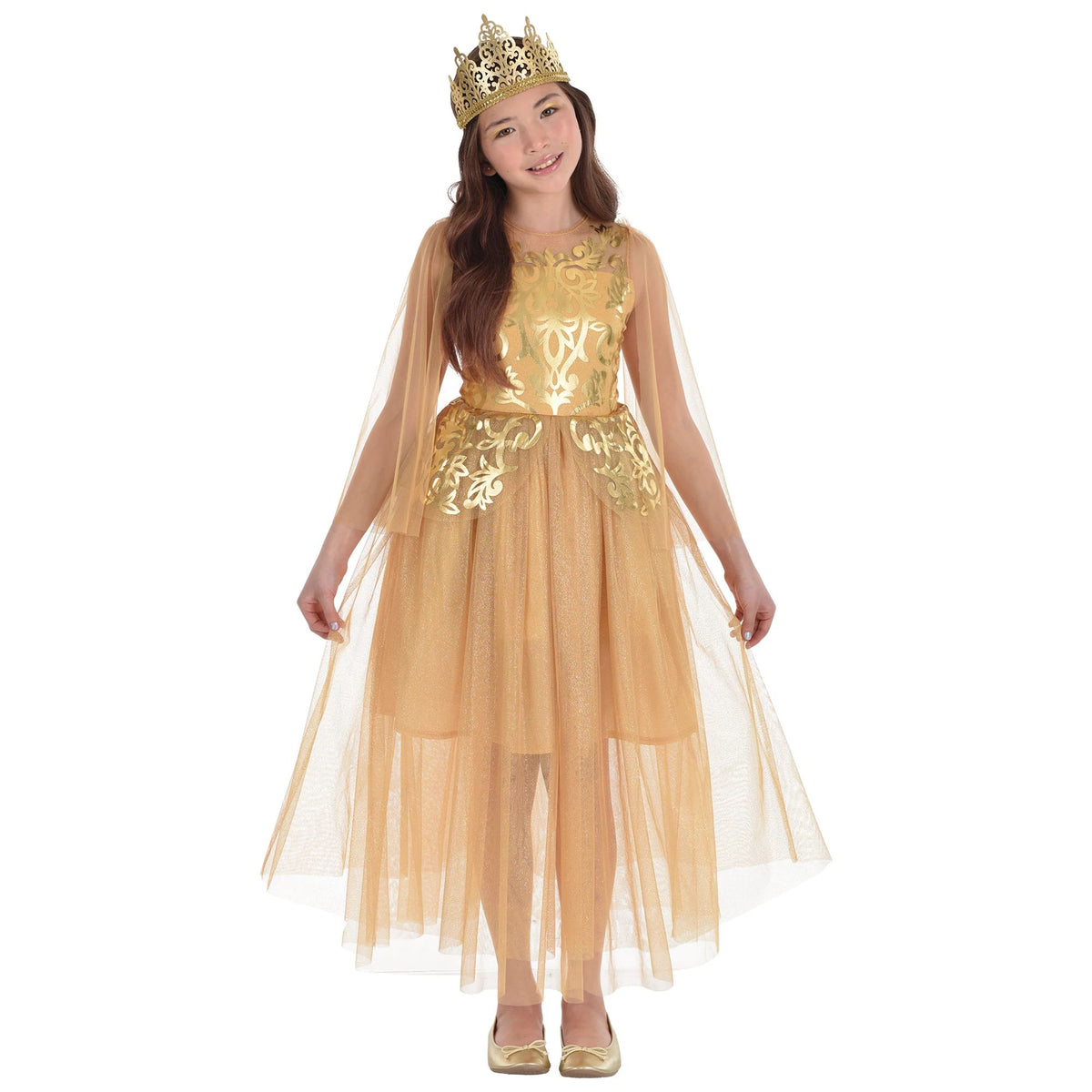 Enchanting Girls' Golden Goddess Halloween Costume