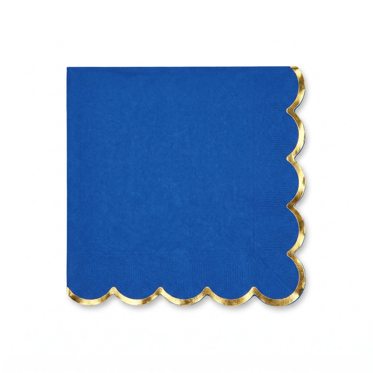 Royal Blue Scalloped Beverage Napkins with Gold Edge - 5 In. X 5 In.