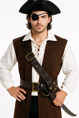Pirate Bandolier Belt ‚Äì Brown Faux Leather Costume Accessory