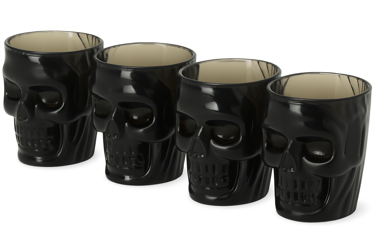 Halloween Black Skull Shot Glasses ‚Äì 4 Pack, 2 oz
