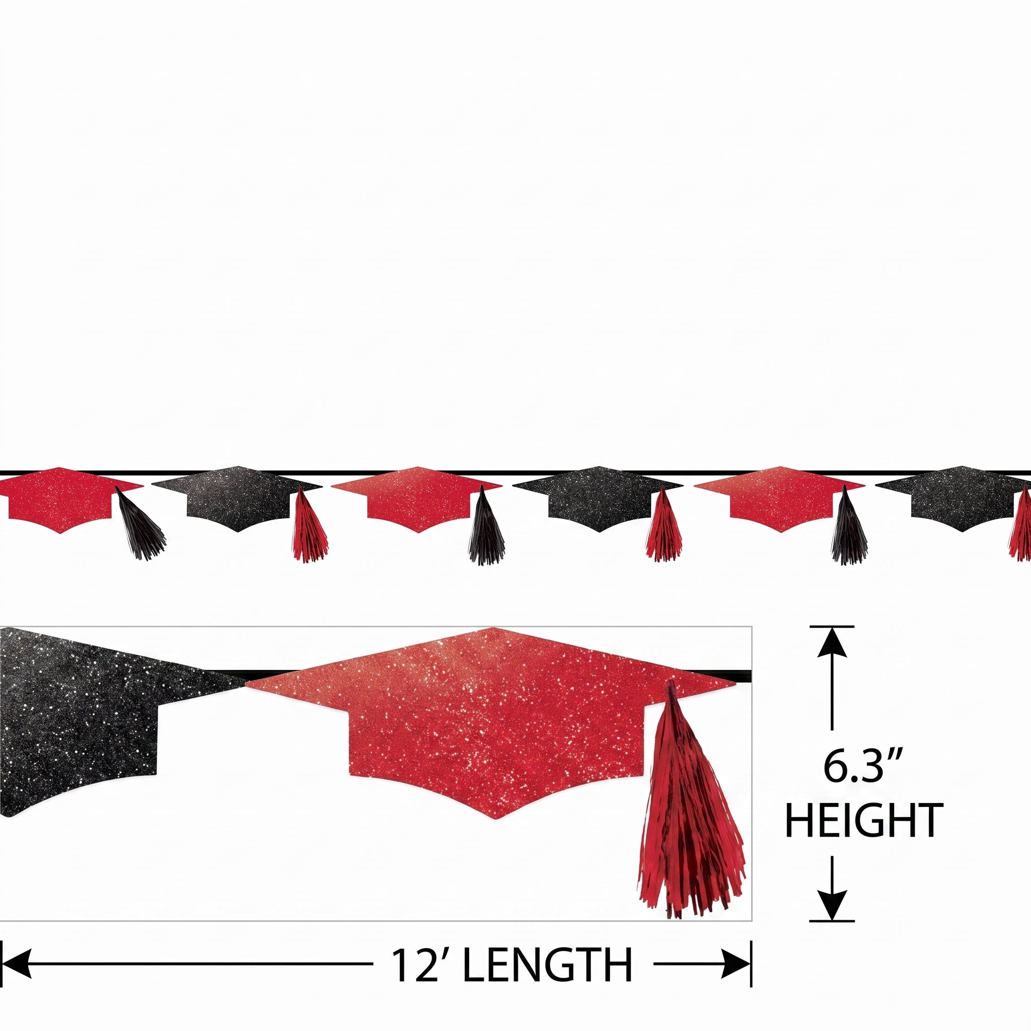 Red and Black Graduation Cap Tassel Banner
