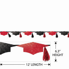 Red and Black Graduation Cap Tassel Banner