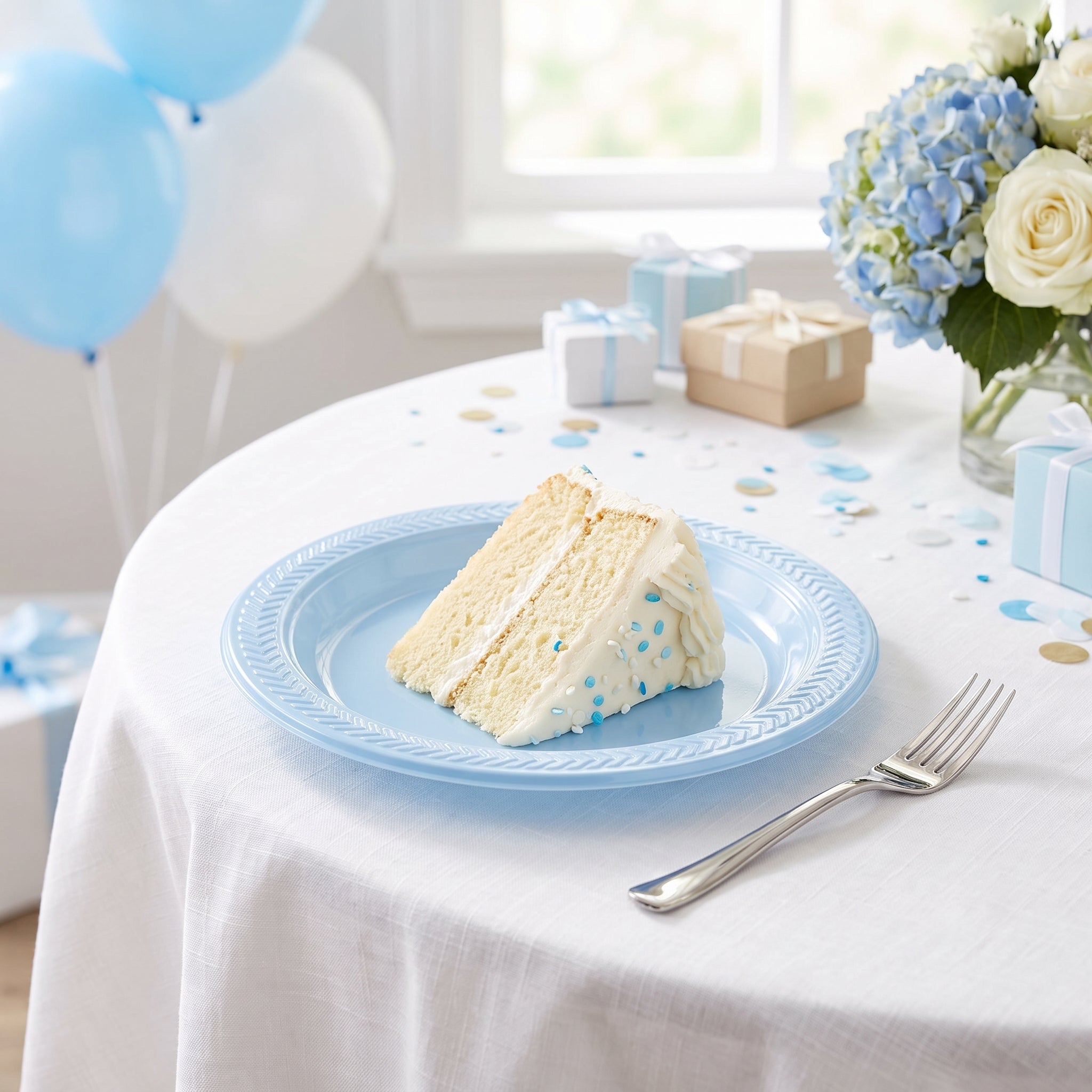Pastel Blue 7" Round Plastic Plates - Pack of 20