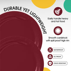9 In. Burgundy Paper Plates | Case of 1000