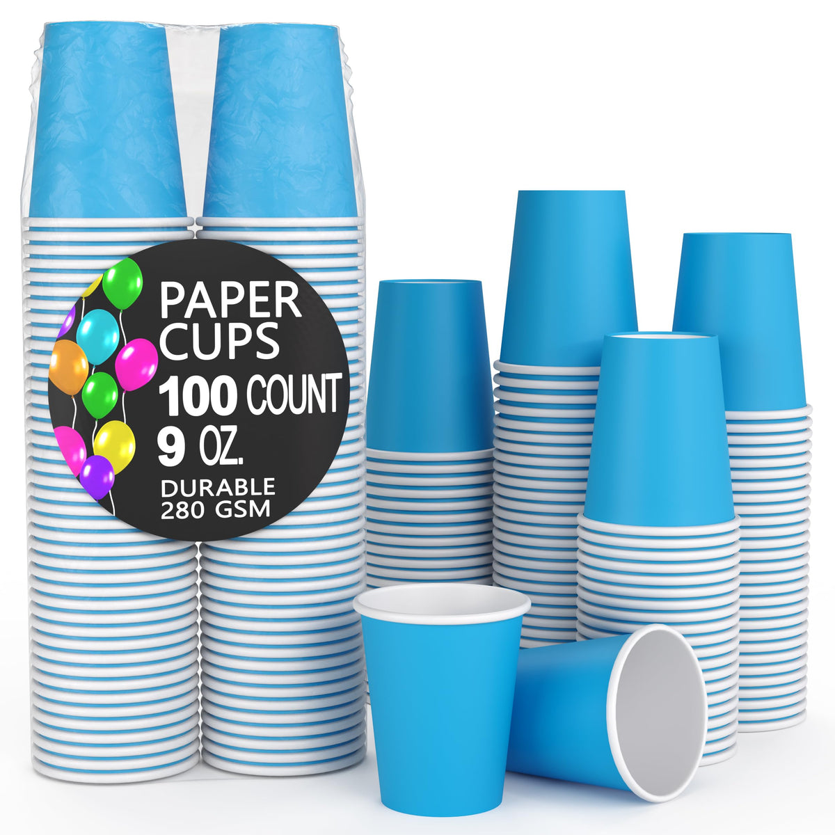 Unleashed - 9 Oz. Turquiose Paper Cups - 100 Ct.