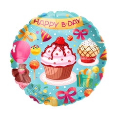 18 In. Happy Birthday Cup Cakes Balloon