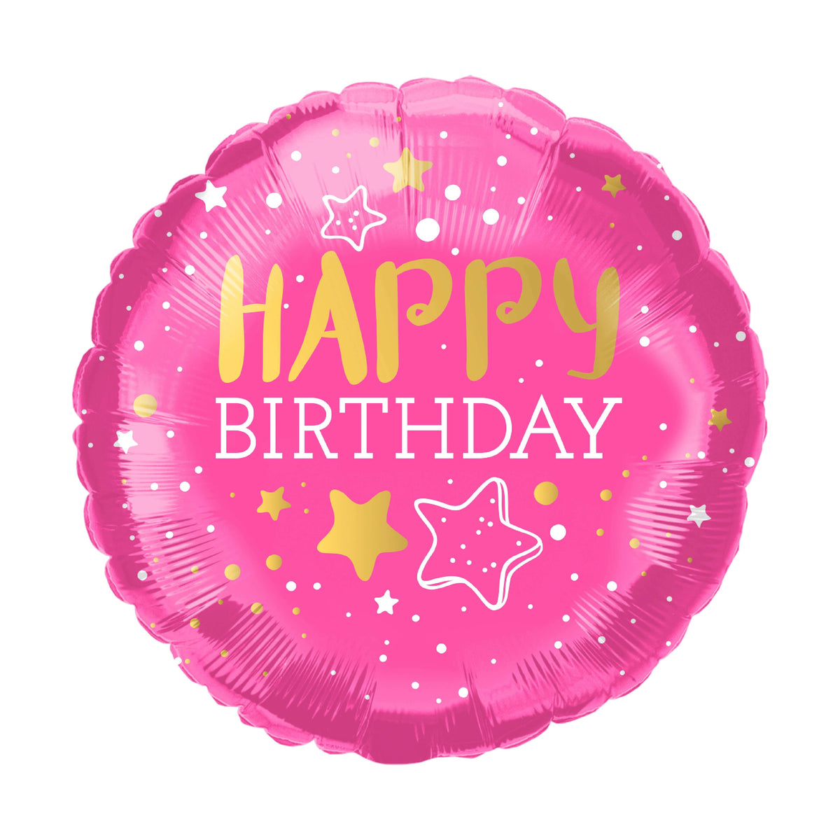 18 In. Happy Birthday Pink Circle Balloon