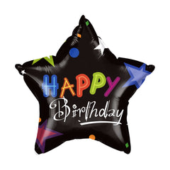 18 In. Happy Birthday Color Star Balloon
