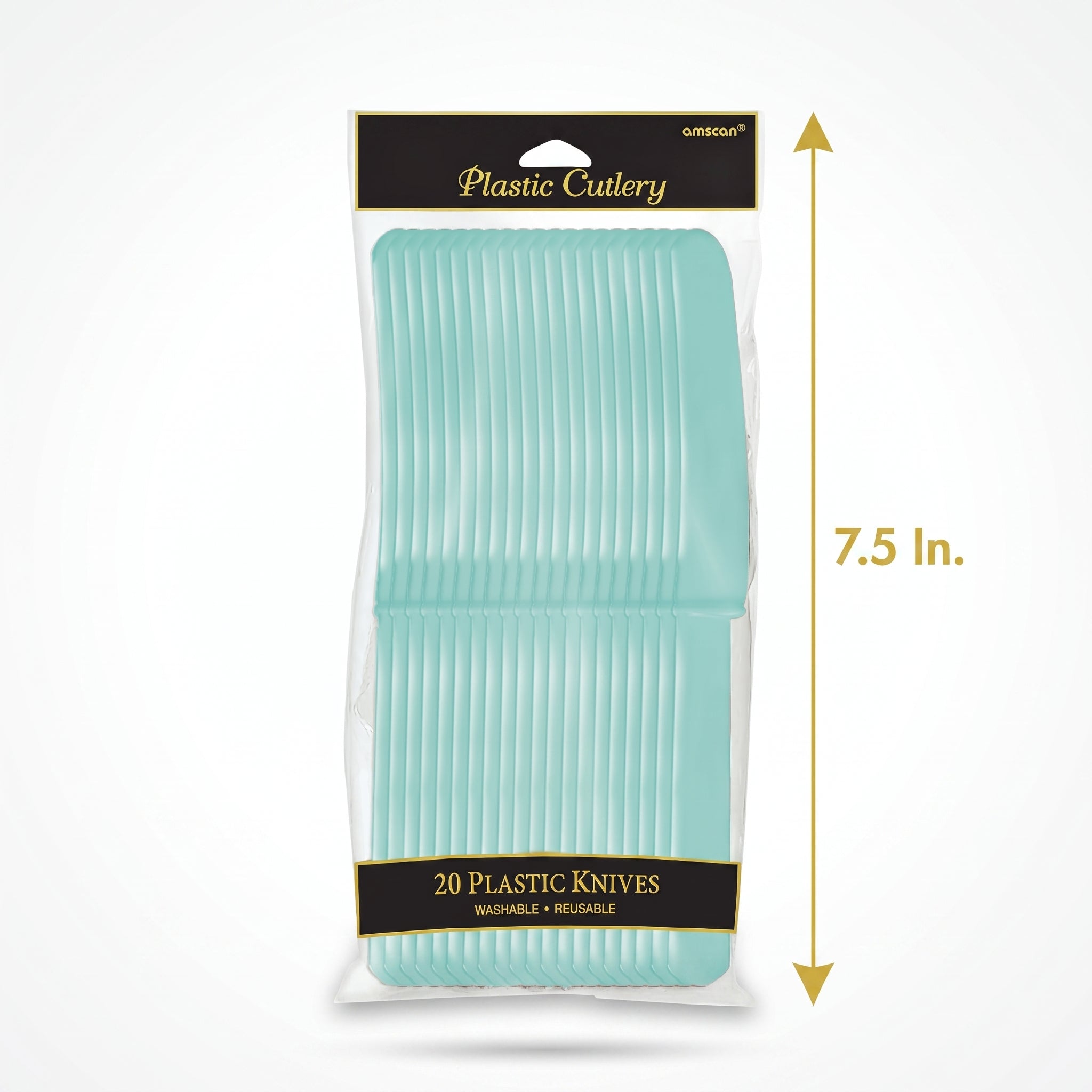 Robin's Egg Blue Economy Plastic Knives - Pack of 20 - 7.5 in.