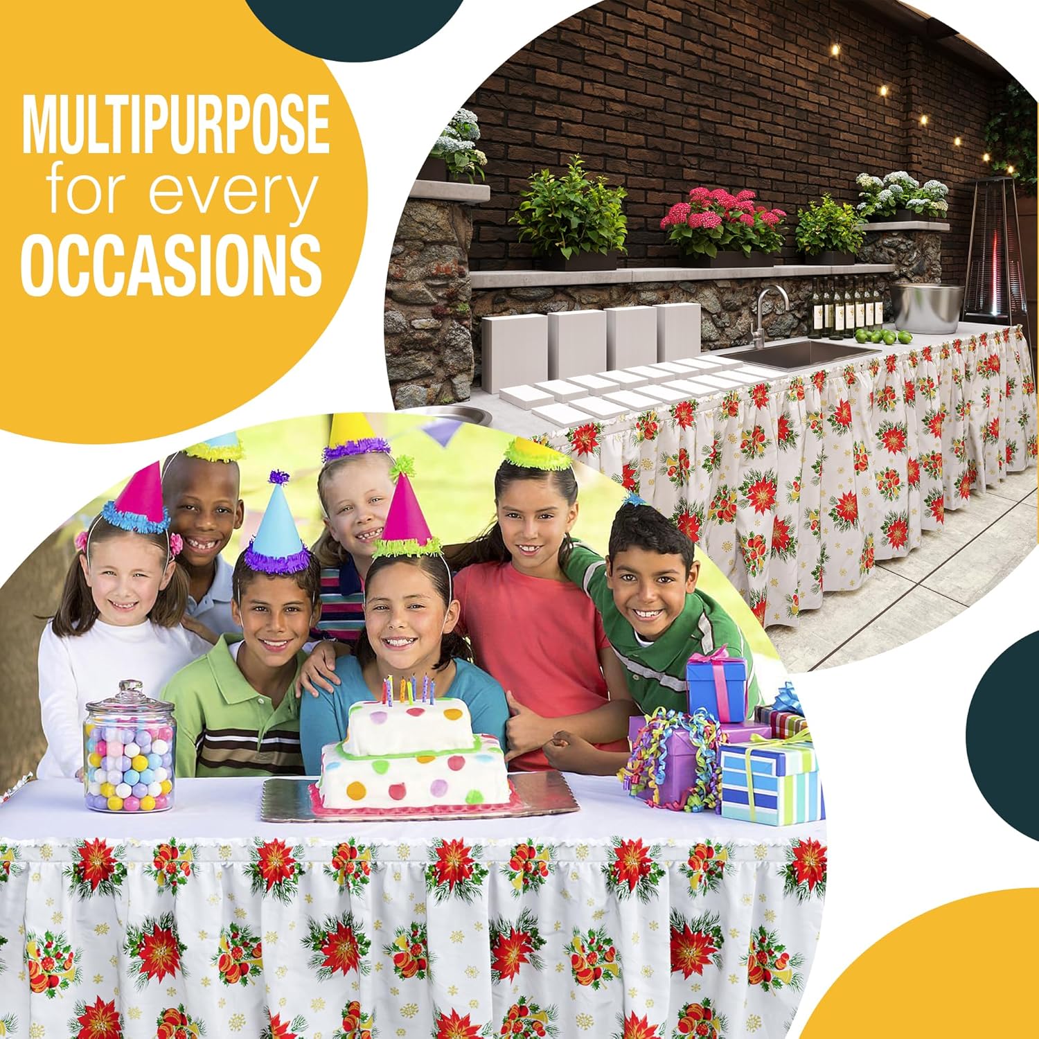 Christmas Printed Table Skirt | 6 Pack - 14 ft. x 29 in.