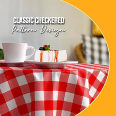 Round Red Gingham Plastic Table Covers | 12 Pack - 84 in.