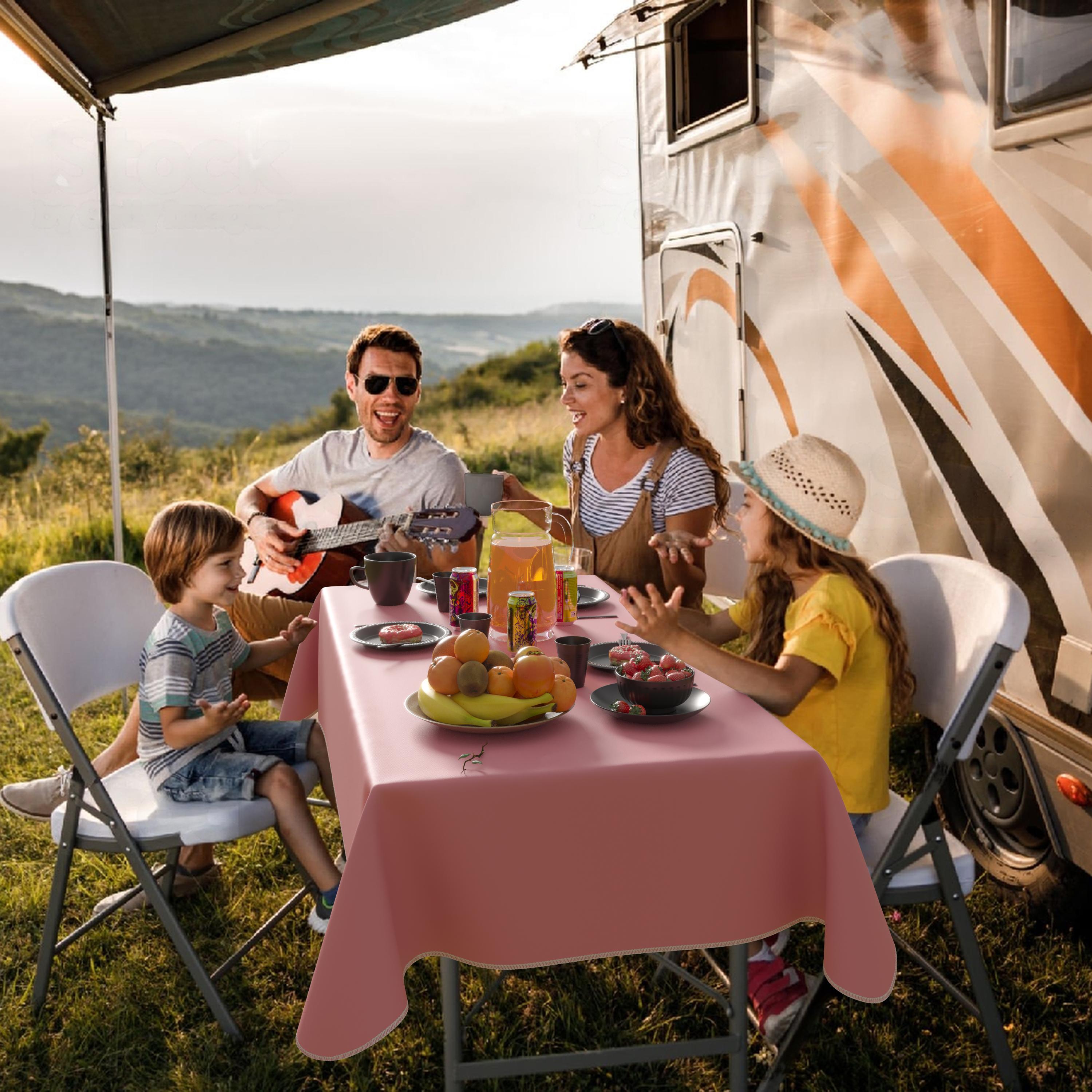 Pink Flannel Backed Plastic Table Cover 54 In. x 70 In. | Case of 36