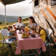 Pink Flannel Backed Plastic Table Cover 54 In. x 70 In. | Case of 36