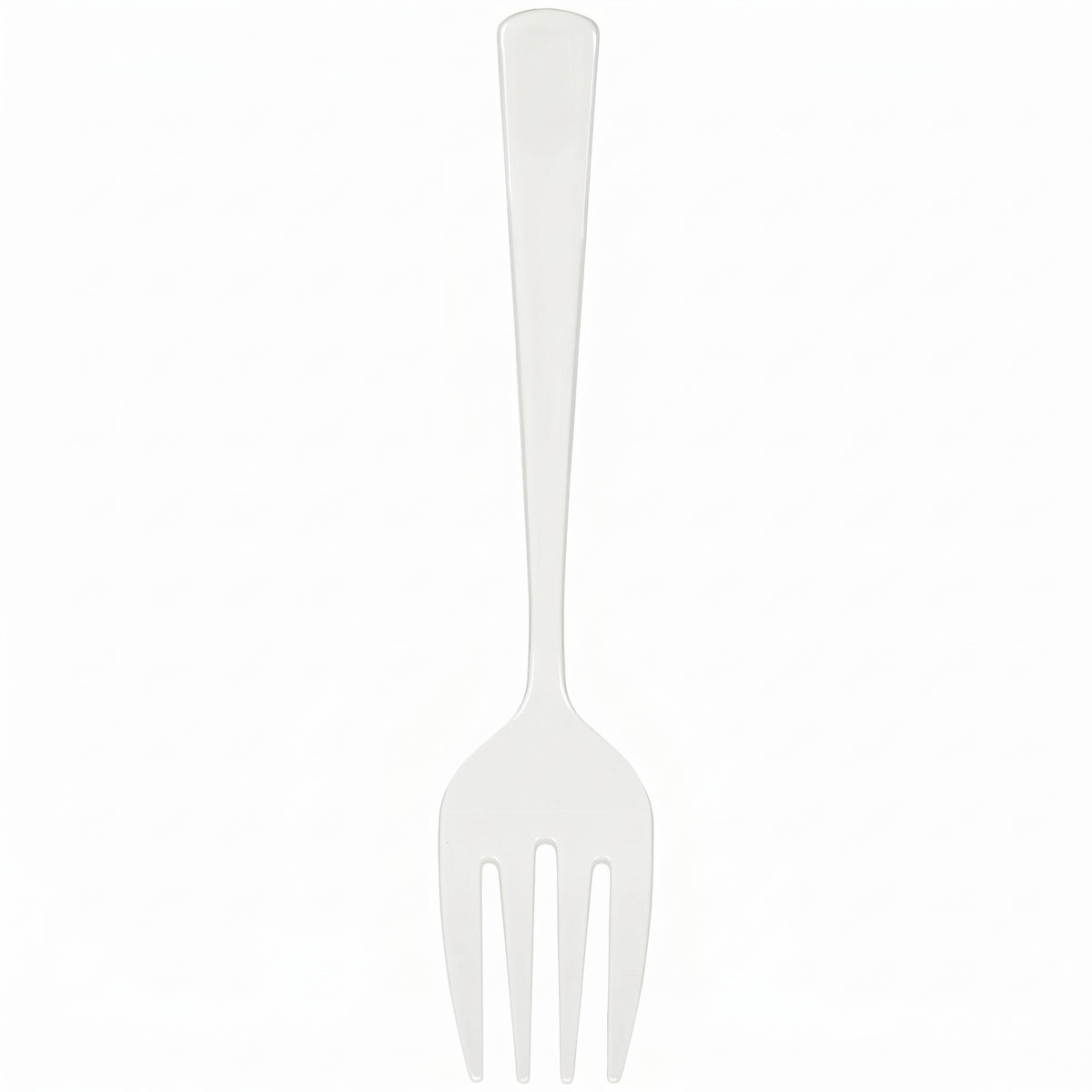 White Plastic Serving Forks 9.75 in. - Heavyweight Disposable Forks with Elegant Glossy Finish, Durable White Plastic Cutlery for Catering, Parties, Weddings
