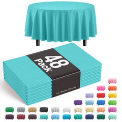 Round Aqua Blue Plastic Table Cover | Case of 48