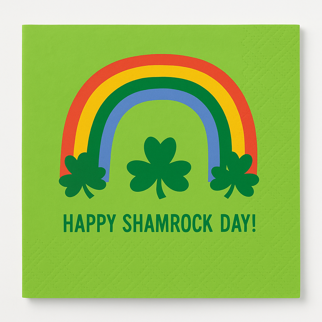 Happy Shamrock Day Beverage Napkins - 5 In. X 5 In.