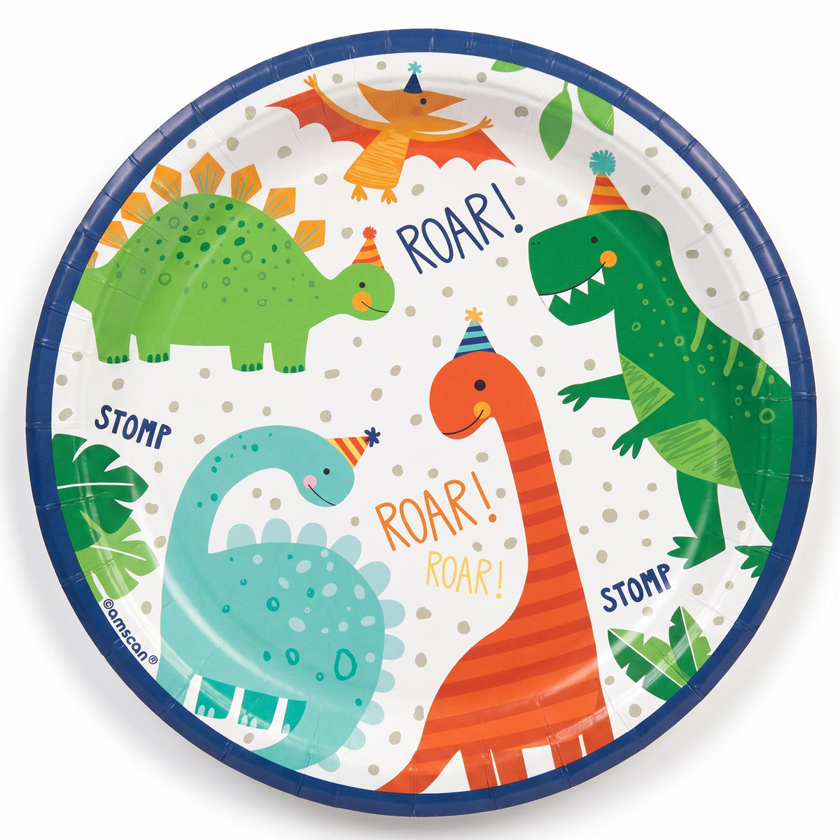 Dino-Mite Baby's First Birthday Round Paper Plates, 7-Inch, 8-Pack