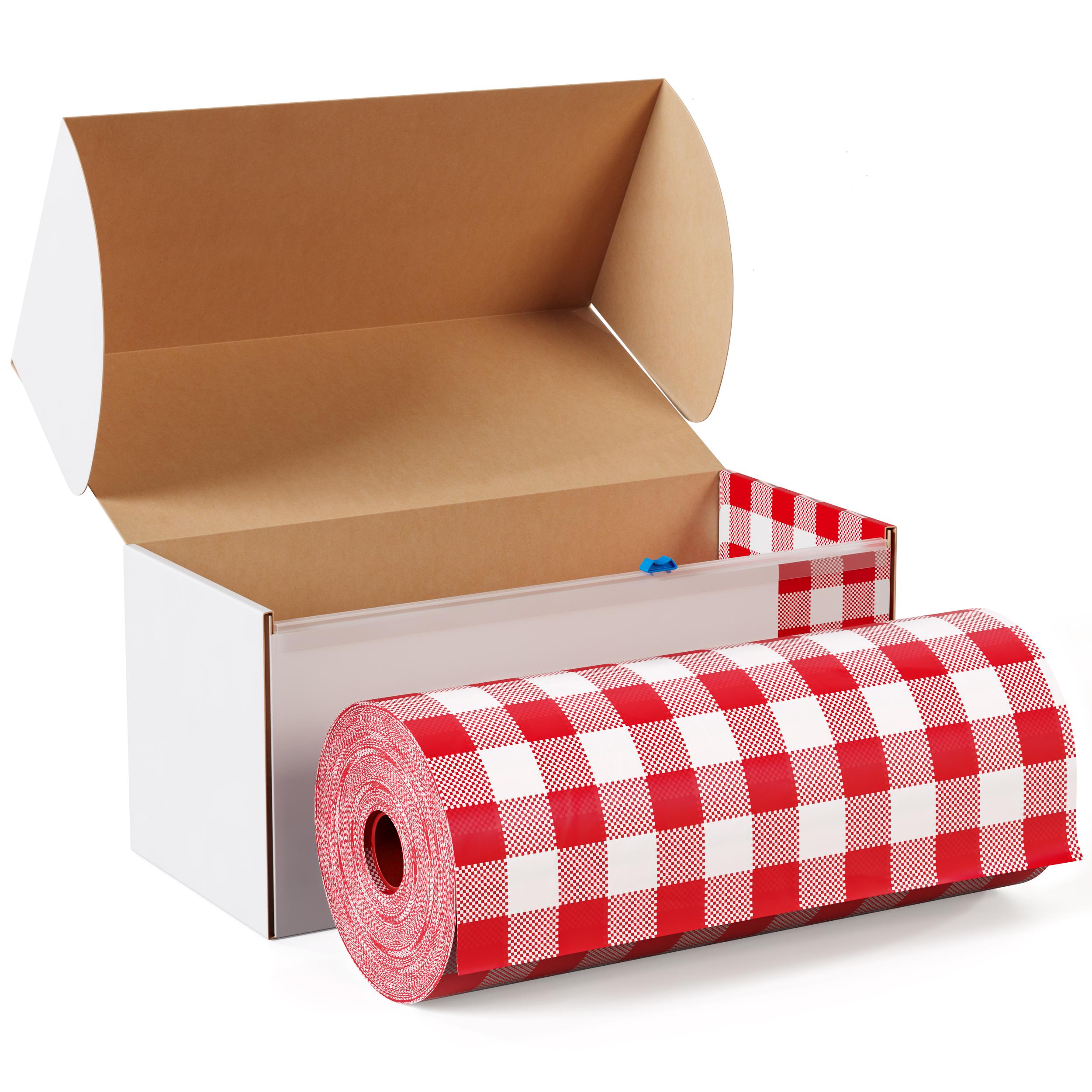 54 In. x 300 Ft. Cut to Size Plastic Table Cover  | Red Gingham | Case of 4