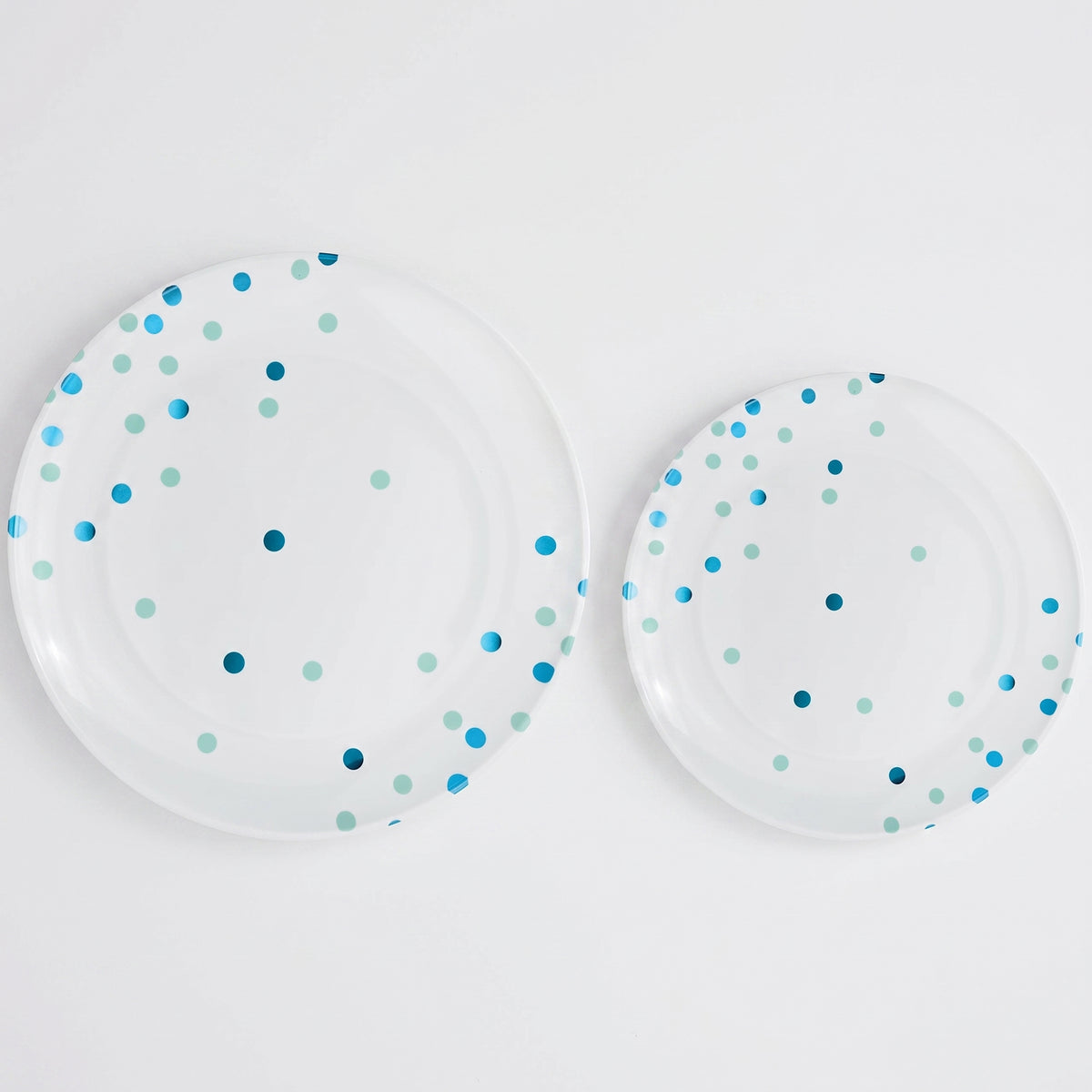 Caribbean Blue Polka Dot Premium Plastic Plate Set - 20 Pack