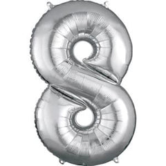 Silver Number 8 Foil Supershape Balloon
