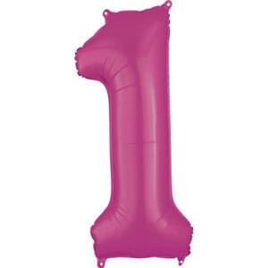 Pink Number 1 Super Shape Foil Balloon - 34 Inch