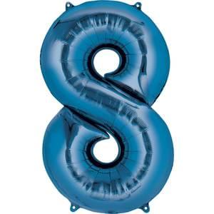 34-Inch Blue Number 8 Foil Helium Balloon