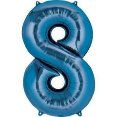 34-Inch Blue Number 8 Foil Helium Balloon