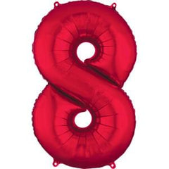Giant Red Number 8 Foil Helium Balloon - 34 Inch