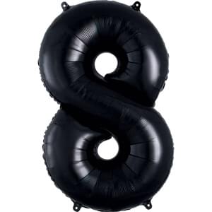 34" Black Metallic Number 8 Helium Foil Balloon