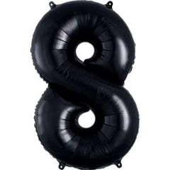 34" Black Metallic Number 8 Helium Foil Balloon