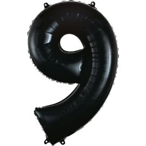 34-Inch Black Number 9 Helium Foil Balloon