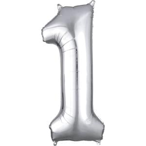 Silver Number 1 SuperShape Foil Balloon