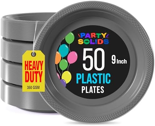 9 in. Silver Plastic Plates | 50 Count