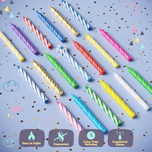 White Spiral Birthday Candles - 24 Pack