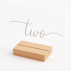 Elegant Acrylic Table Number with Wooden Base