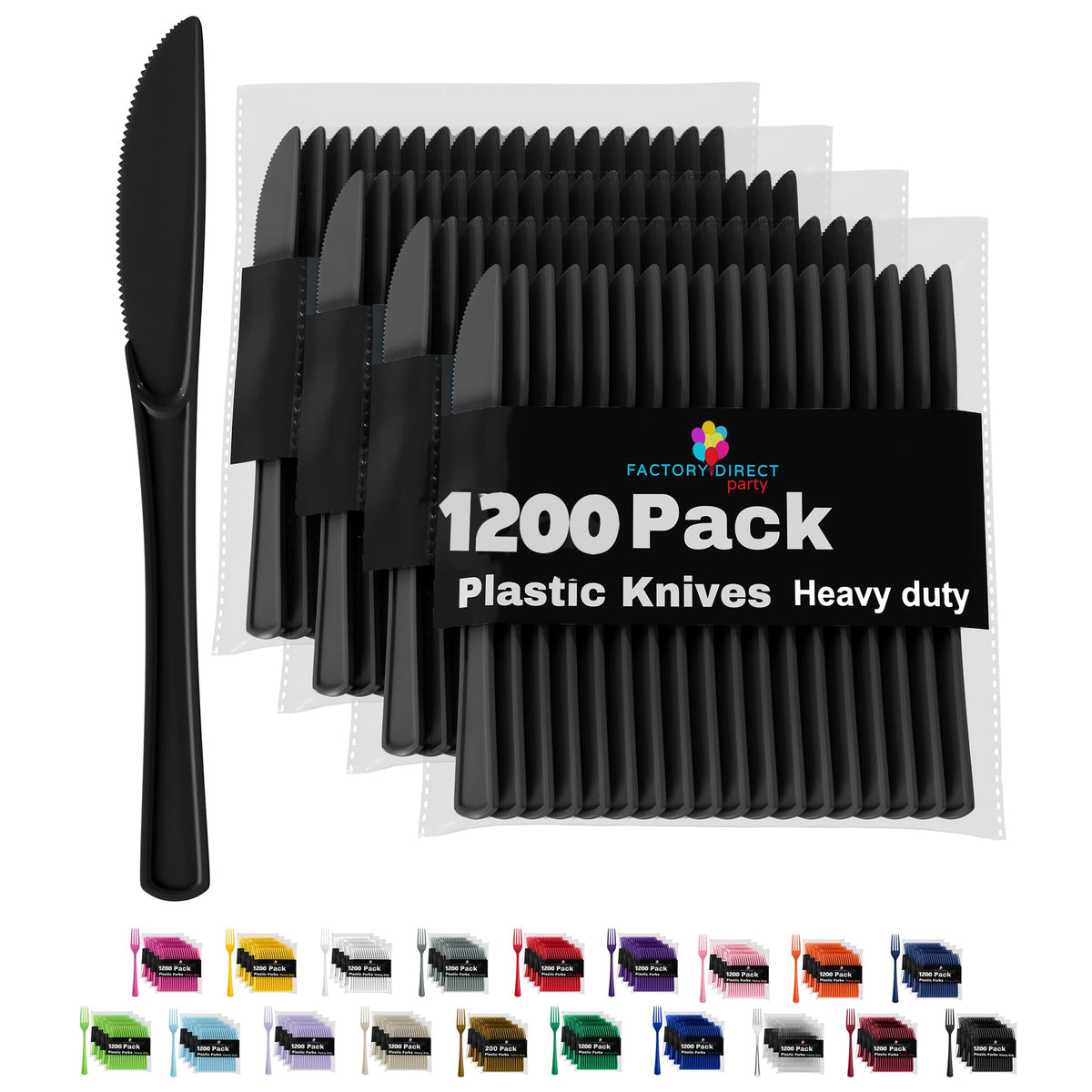 Heavy Duty Black Plastic Knives | Case of 1200