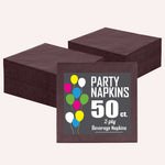 Brown Beverage Napkins - 4.75 in. x 4.75 in. | 50 Count