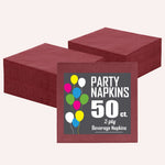 Burgundy Beverage Napkins - 4.75 in. x 4.75 in. | 50 Count