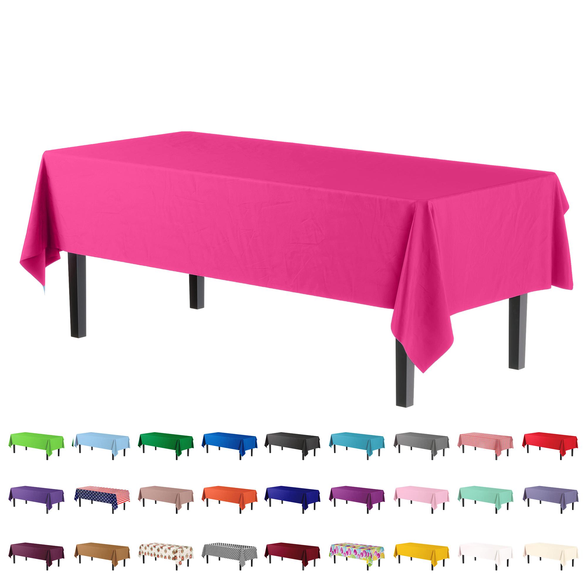 Premium Cerise Plastic Table Covers | 12 Pack
