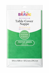 Festive Green Plastic Table Cover - 54x108 inches