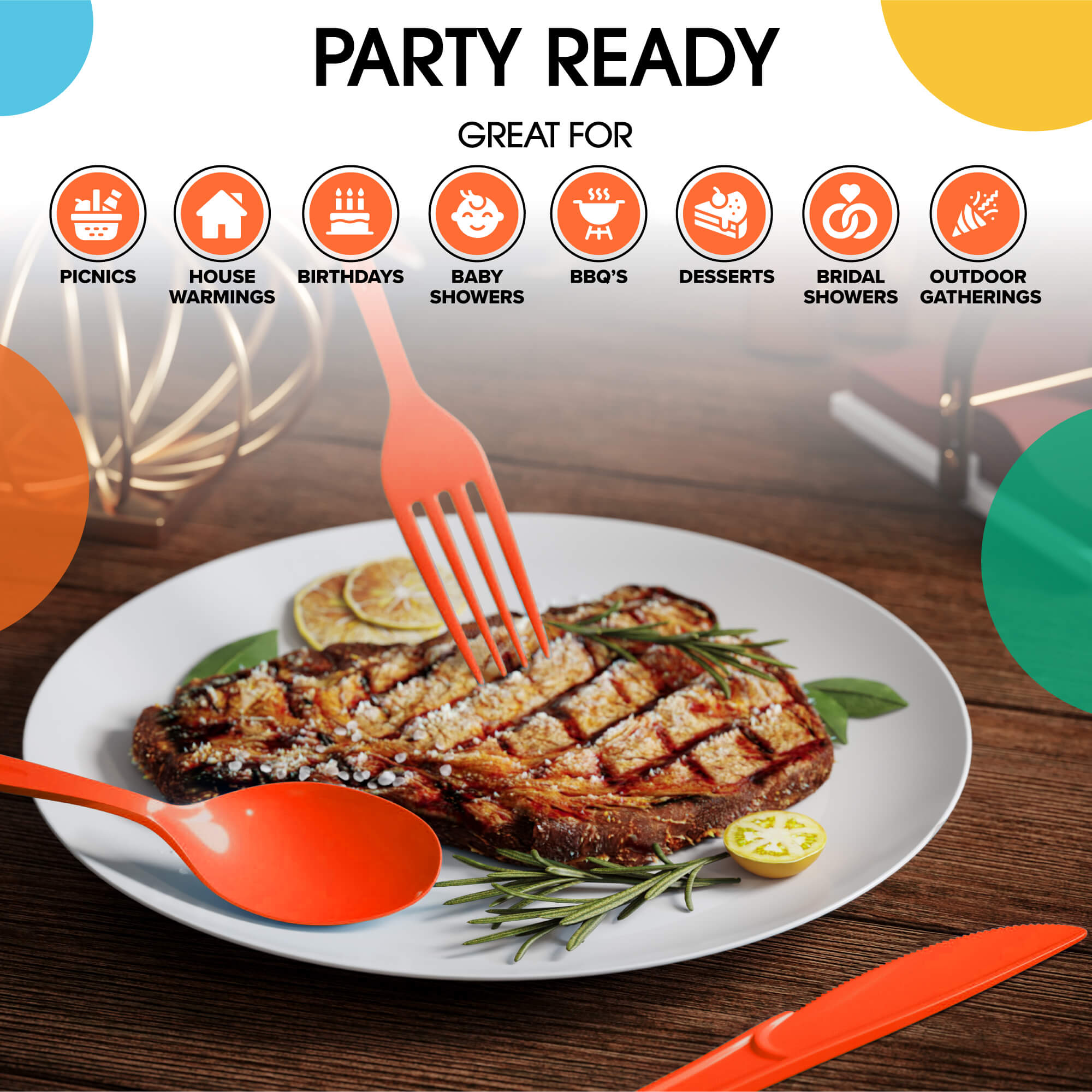 Orange Plastic Forks | 48 Count