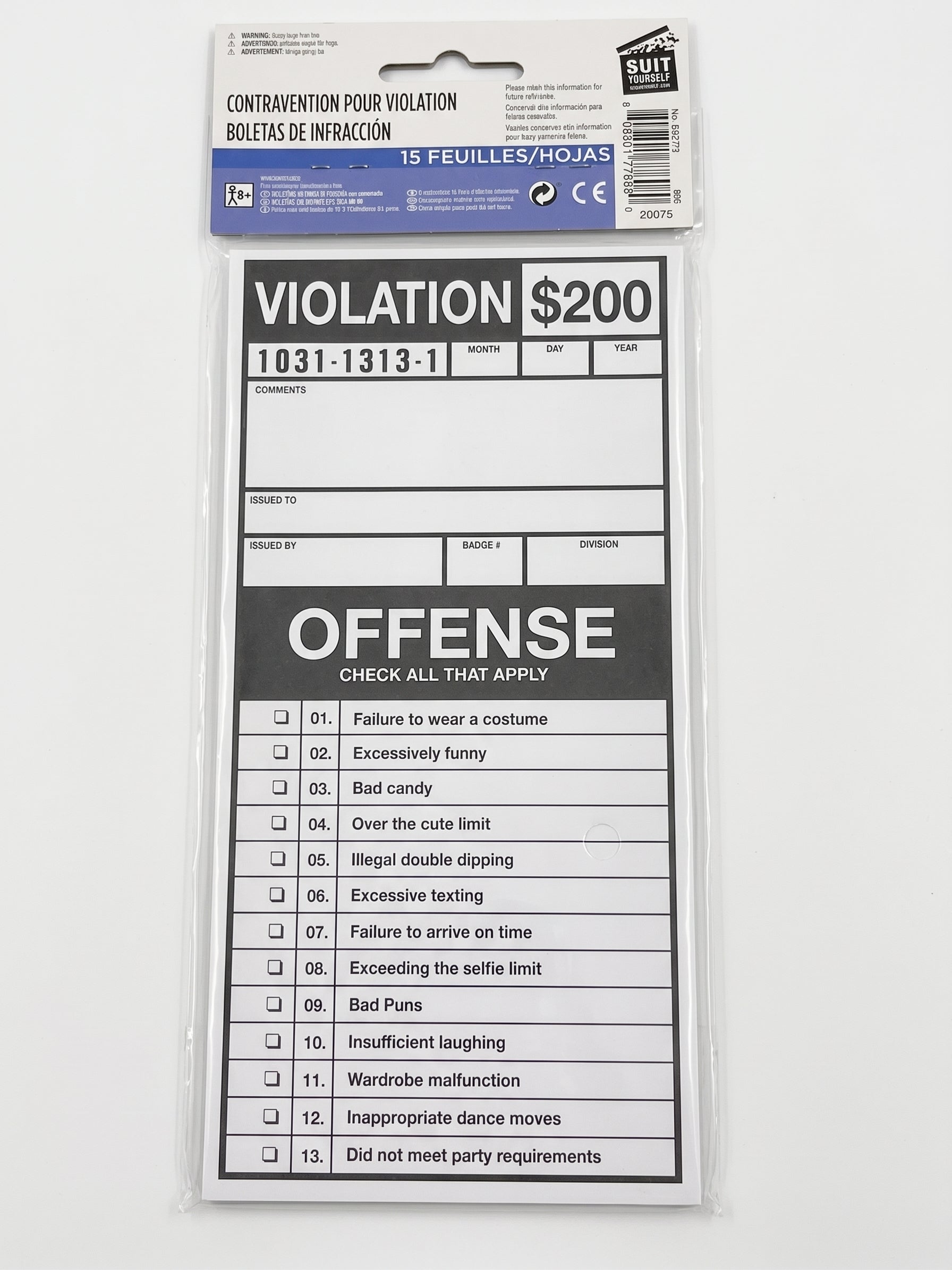 Halloween Violation Ticket Costume Props