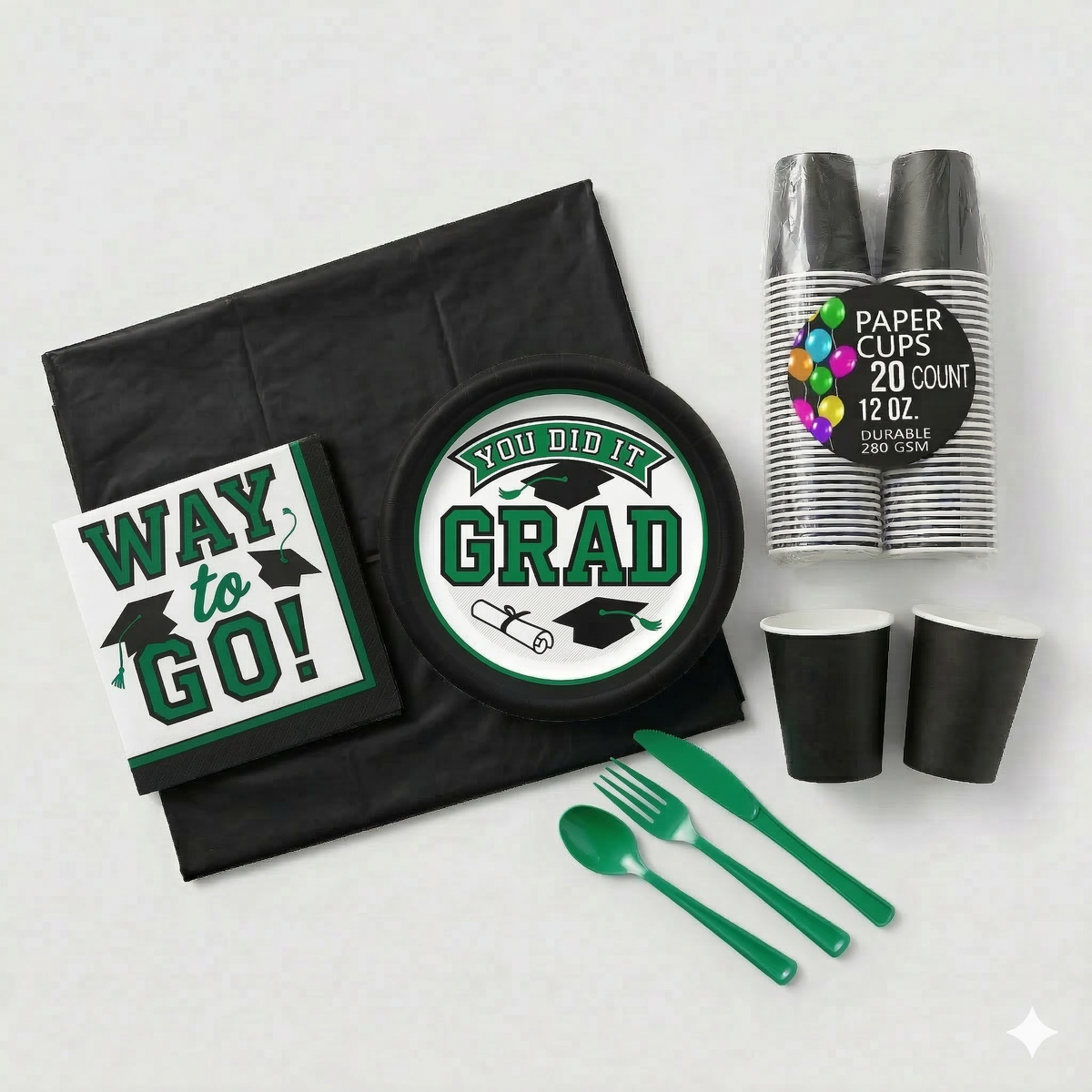 121 Pcs Evergreen "You Did It" Party Kit - For 40 Guests