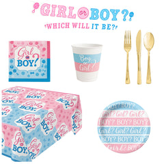 84 Pcs Gender Reveal Base Party Kit - For 8 Guests