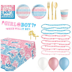 128 Pcs Gender Reveal Party Mid Kit - For 8 Guests