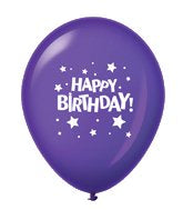 12 In. Happy Birthday Lavender Balloon | 8 Count