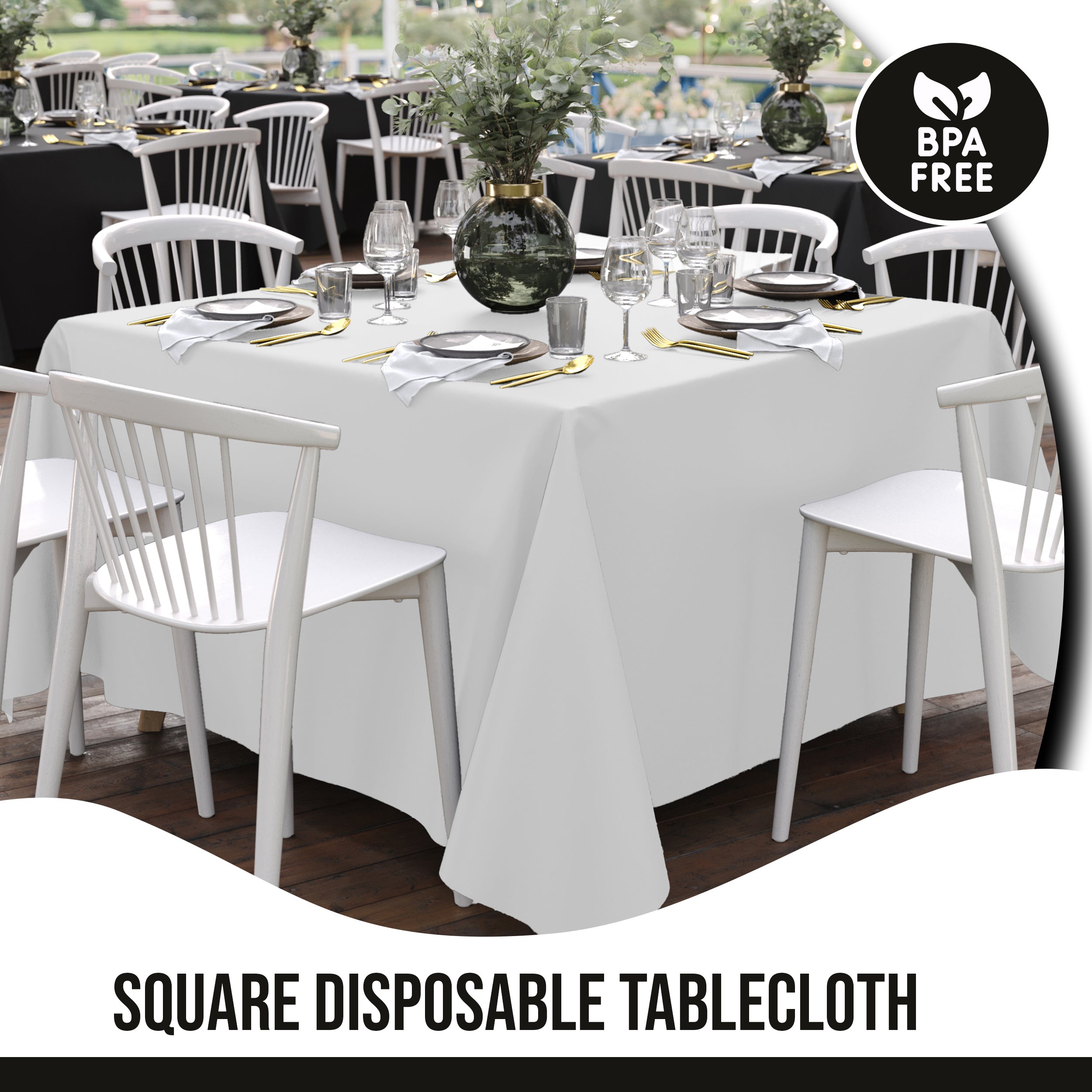 Premium Square White Table Cover 85" x 85" | 1 Pack